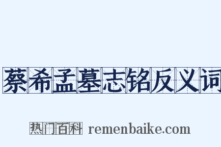 蔡希孟墓志铭反义词是什么意思的图片